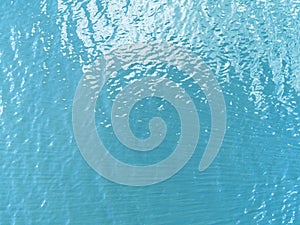Aerial view of a Crystal clear sea water texture. View from above Natural blue background. Turquoise ripple water reflection in tr