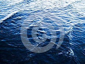 Aerial View of a Crystal clear sea water texture. View from above Natural blue background. Turquoise ripple water reflection in tr