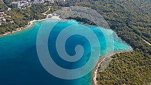 Aerial view of crystal clear water off the coastline in Croatia