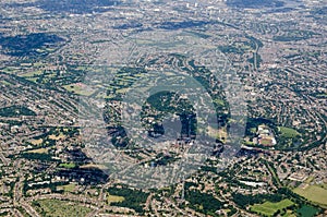 Aerial view of Crystal Palace, Dulwich and Peckham, South London