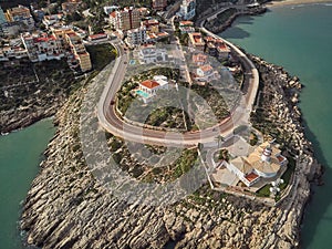 Aerial view of the Cullera lighthouse, Valencia. Spain