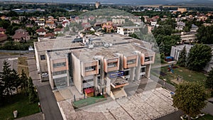 Aerial view of the cultural house in the town of Vranov nad Toplou in Slovakia
