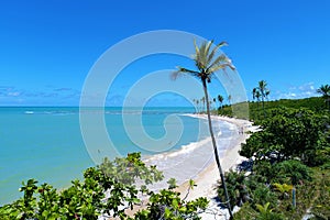 Aerial view of Cumuruxatiba beach, Prado, Bahia, Brazil