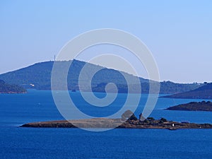 Aerial view of Cunda Island from windmills,Turkey