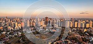 Aerial view of Curitiba City at sunset - Curitiba, Parana, Brazil photo