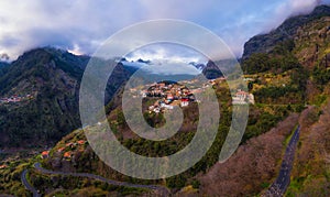 Aerial view of Curral Das Freiras in the Madeira Islands, Portugal