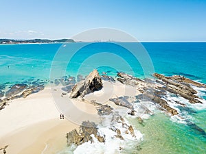 An aerial view of Currumbin Alley on the Gold Coast in Queensland, Australia