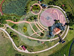 Aerial view of the curve footpath in the park