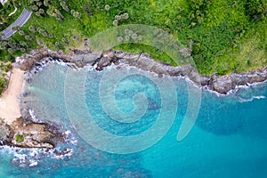 Aerial view of curve road along the seashore at Phuket Thailand, Beautiful seacoast view