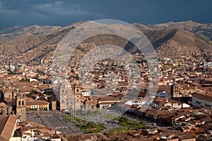 Aerial view of Cusco, Peru.