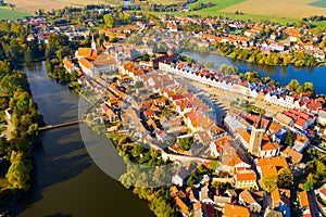 Aerial view of Czech town of Telc