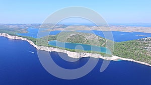 Aerial view of Dalmatian islands and the salty lake of Dugi otok