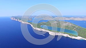 Aerial view of Dalmatian islands and the salty lake of Dugi otok