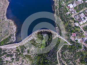 Aerial view of a dam in a coutryside of MÃ©xico