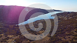 The aerial view of the dam Marques da Slva in the Serra da Estrela Natural Park in Portugal