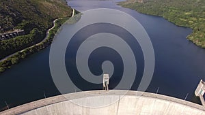 Aerial view of Dam of Vilarinho da Furna on Rio Homem, Portugal