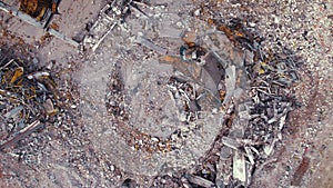 Aerial view of dangerous trash left by construction site. Ecological issues concept.