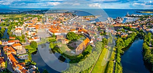 Aerial view of Danish town Nyborg