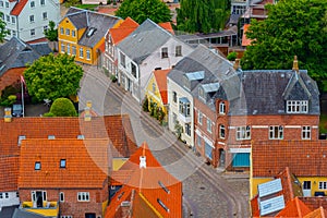 Aerial view of Danish town Ribe