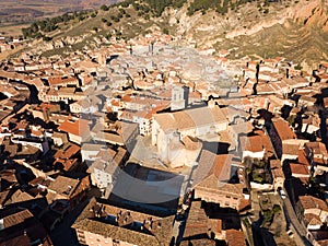 Aerial view of Daroca with Basilica