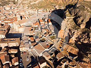 Aerial view of Daroca with Basilica