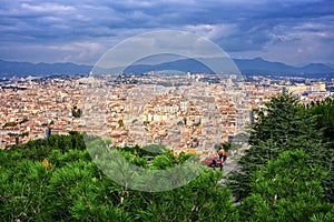 Aerial View at dawn on the Marseille City, France