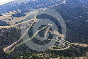 Aerial view of Dead Indian Chief Joseph Mountain switchbacks photo