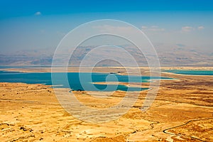 Aerial view of the Dead Sea in the Judaean Desert - Israel