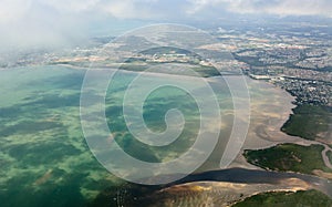 Aerial view of Deception Bay in Queensland.