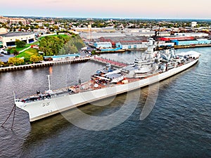 Aerial View of a Decommissioned Battle Ship