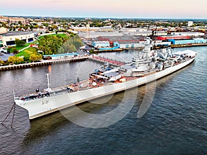 Aerial View of a Decommissioned Battle Ship photo