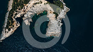 aerial view of delikli ada island near Dalyan in turkye