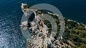 aerial view of delikli ada island near Dalyan in turkye