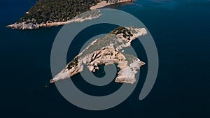 aerial view of delikli ada island near Dalyan in turkye