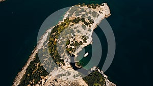 aerial view of delikli ada island near Dalyan in turkye
