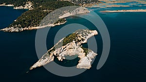 aerial view of delikli ada island near Dalyan in turkye