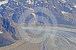 Aerial view of Denali Mountain range and glaciers, Denali National Park, Alaska