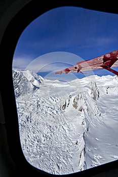 An aerial view of Denali National Park flight seeing tour