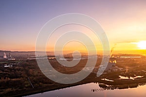 Aerial view of the Derry Londonderryharbour in Northern Ireland