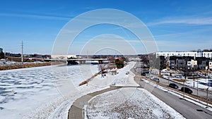 Aerial View of Des Moines, Iowa Skyline