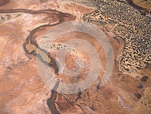 Aerial view of desert country north of Carnarvon .