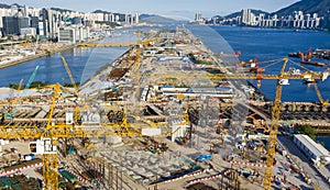 Aerial view of development of Kai Tak Airport,Kowloon city, Hong Kong