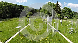 Aerial view of devices for measuring wind speed,