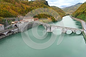 aerial view of the devil's bridge at ponte a buggiano pistoia tuscany