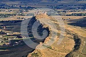 Aerial view of Devils Backbone, a popular hiking trail in Loveland, Colorado