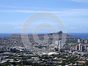 Aerial view of Diamondhead, College, Kapiolani Park, Waikiki, and Kapahulu town