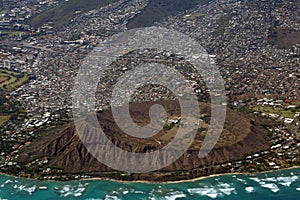 Aerial view of Diamondhead, Kapahulu, Kahala, Pacific ocean