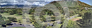 Aerial view of Diamondhead, Kapiolani Park