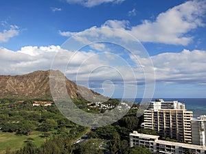 Aerial view of Diamondhead, Kapiolani Park