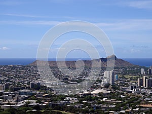 Aerial view of Diamondhead, Kapiolani Park, and Kapahulu town